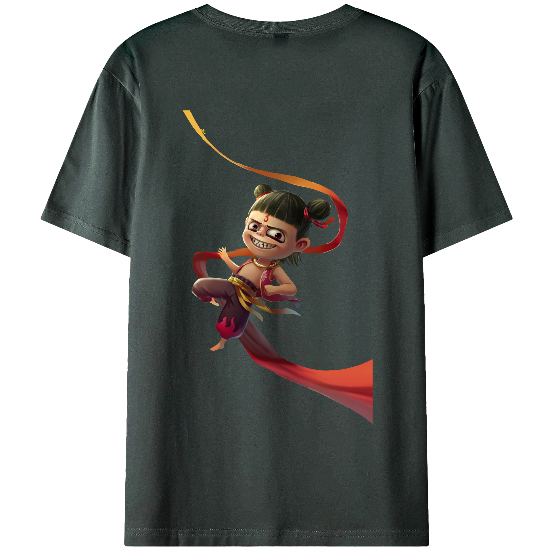 （画像用） Ne Zha 2 ナタ 魔童の大暴れ 綿100％ メンズ半袖Tシャツ（バックプリント） 通気性